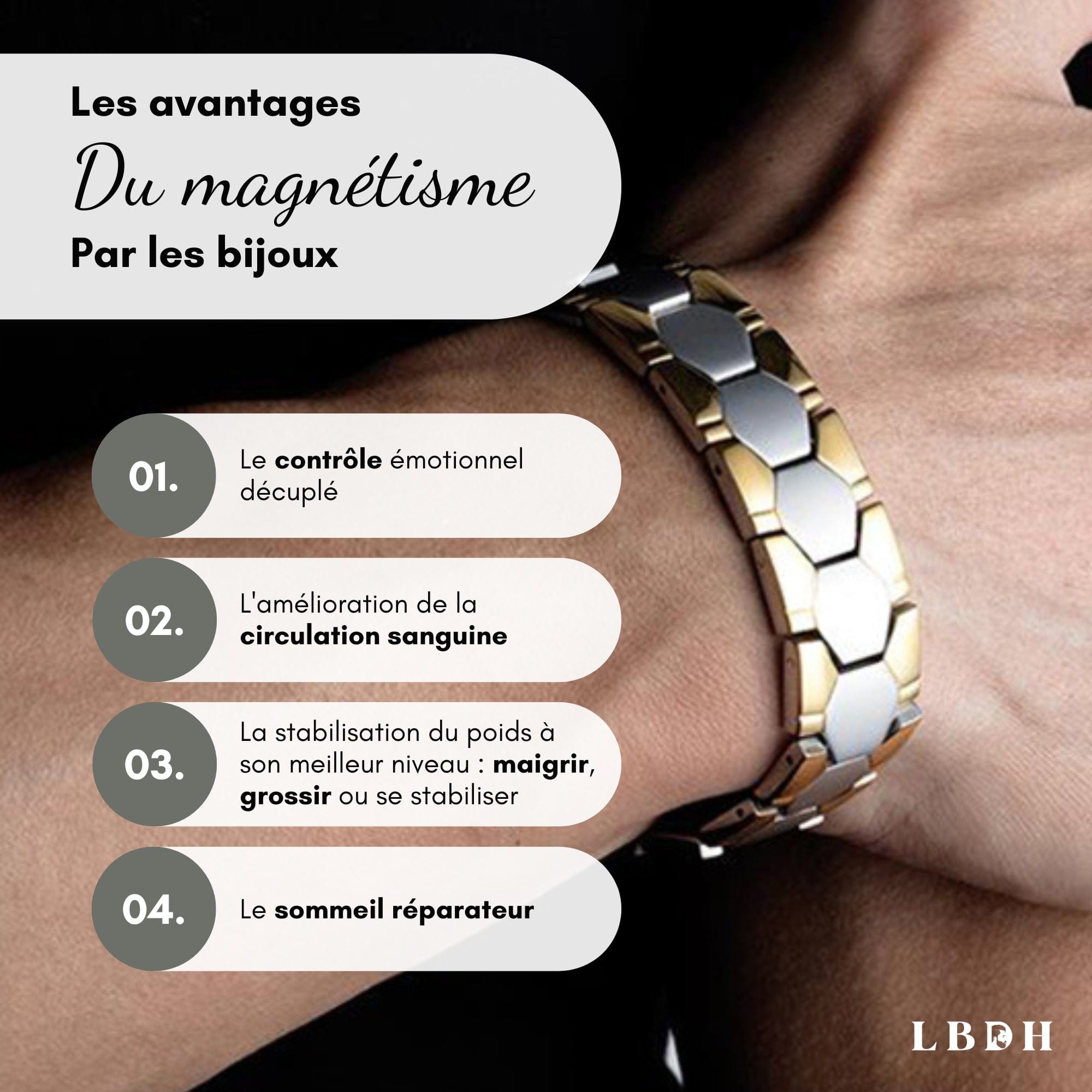 bracelet magnetique anti douleur homme
