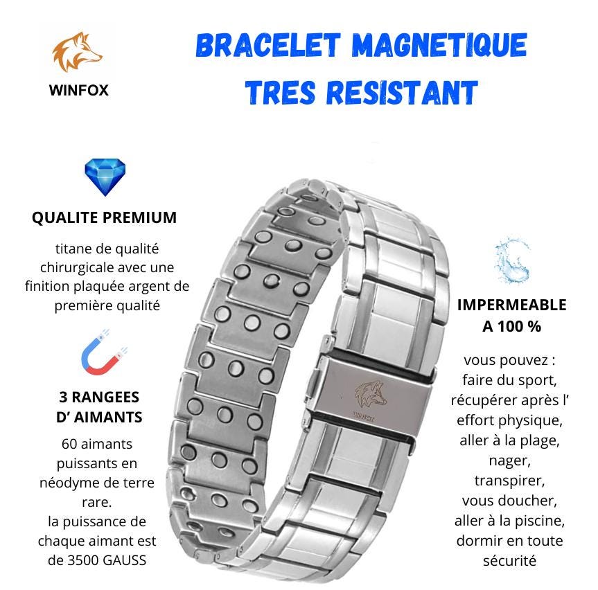 bracelet aimanté homme en titane noir